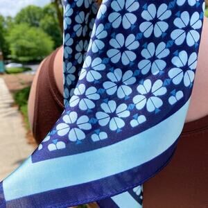 Four Petal Clover Blue Scarf